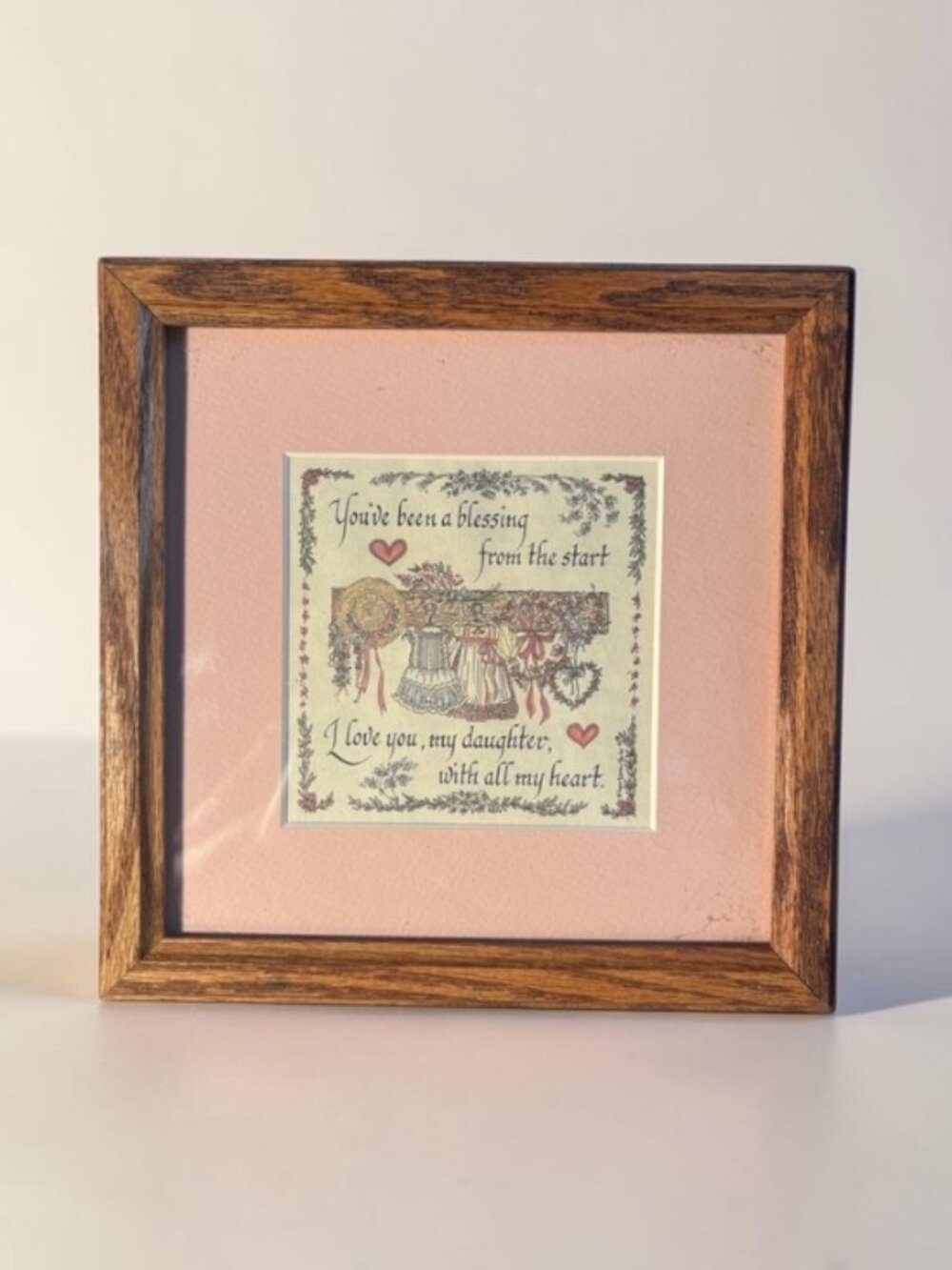 VTG  9x9 Creative Calligraphy Lynn Norton Parker “To My Daughter” Framed Art